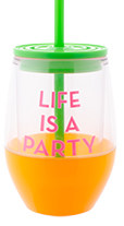 Tanana Stylish Party Iced Drink Short Tumbler with Silicon Tight Lid and Straw
