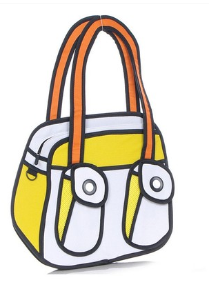 Jump From Paper Cute 2D 3D Effect Two Pockets Shoulder Bag